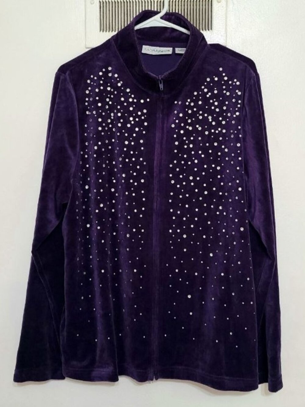 Velvet Sequin Zip‑Up Jacket – Size XL